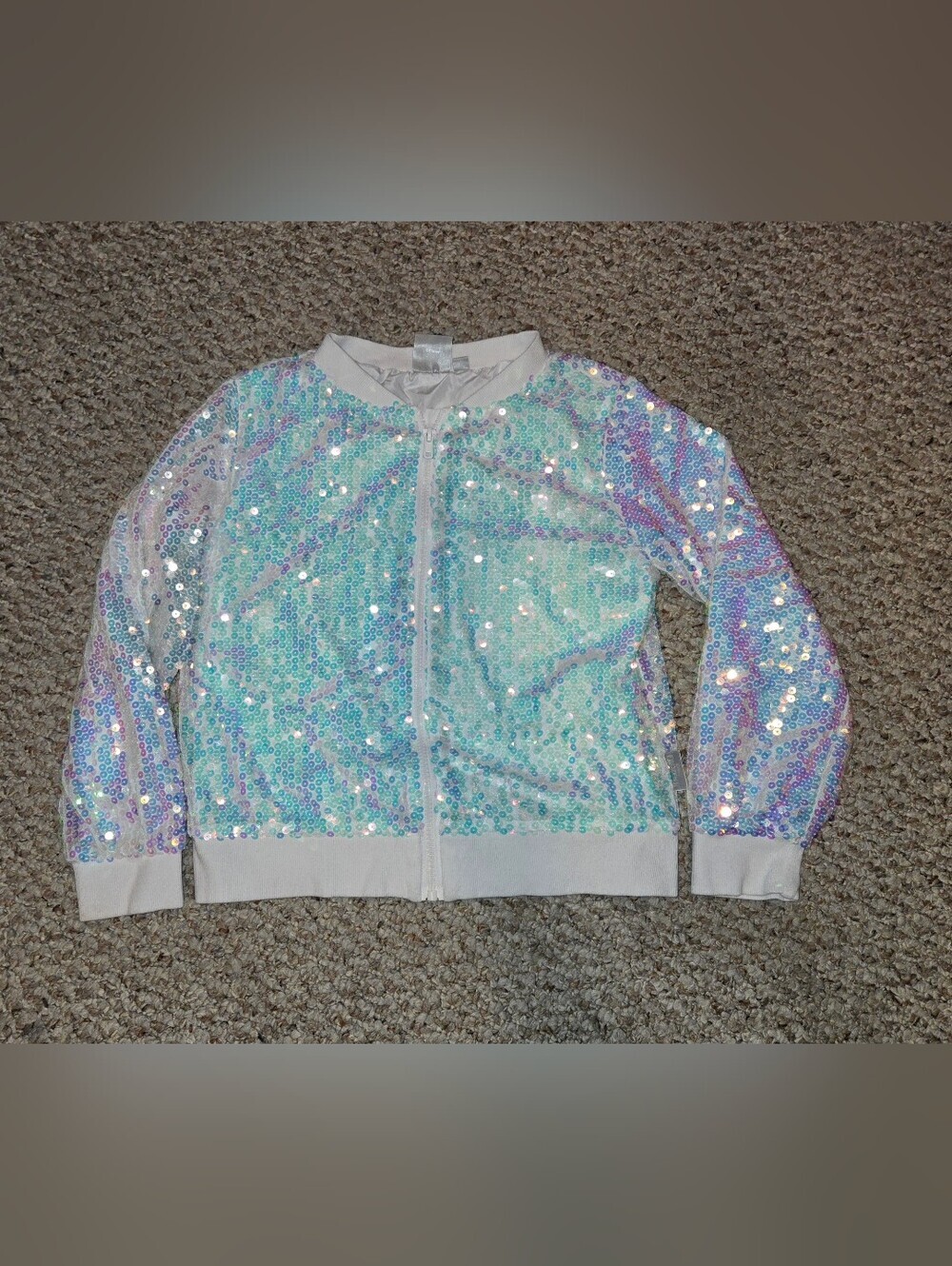 Disney Frozen II sequin holographic Jacket blue / white / silver full zip jacket
